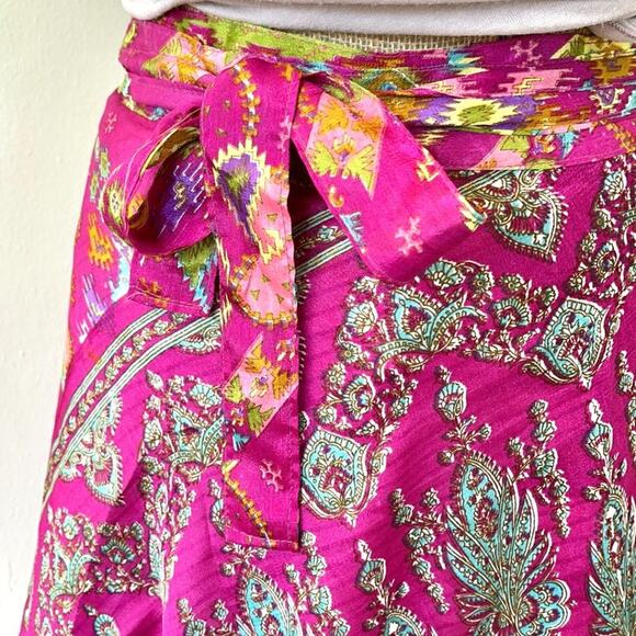 URBAN NOMAD 100% silk wrap midi boho skirt size MEDIUM - Picture 8 of 9